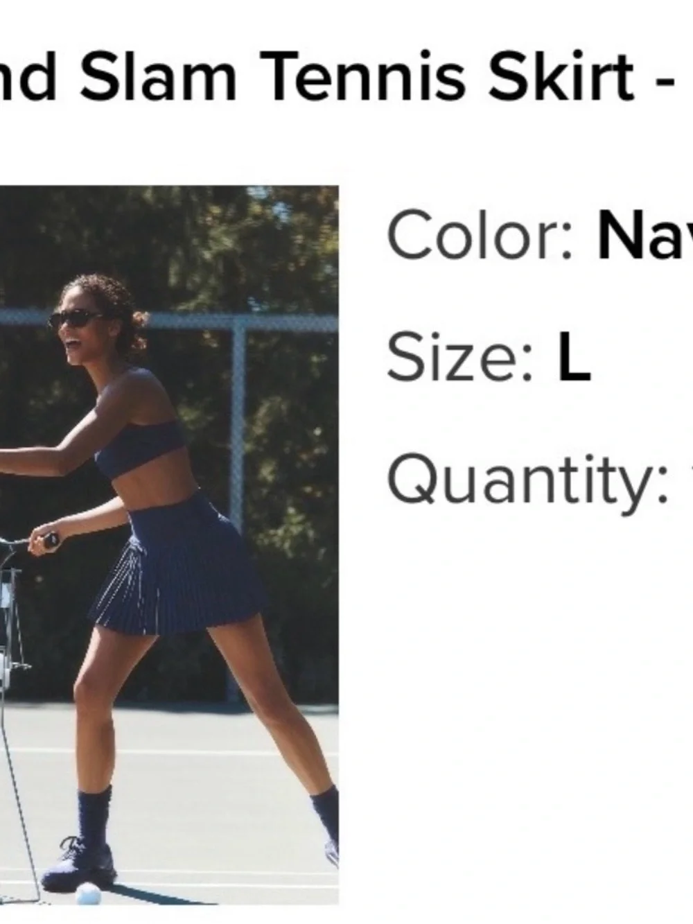 ALO Grand Slam Tennis Skirt L Yoga Navy Pleated Skater Skirt with Wide Waistband